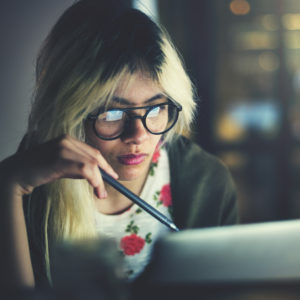 Woman Laptop Working Planning Thinking Concept