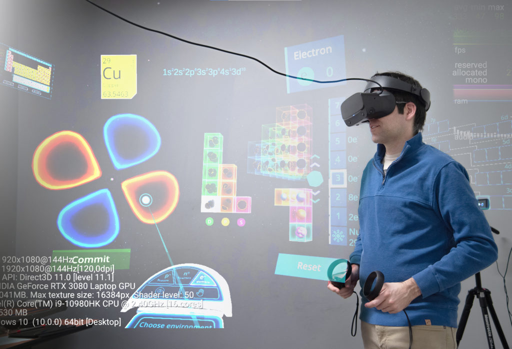 Une personne avec un casque de réalité virtuelle
