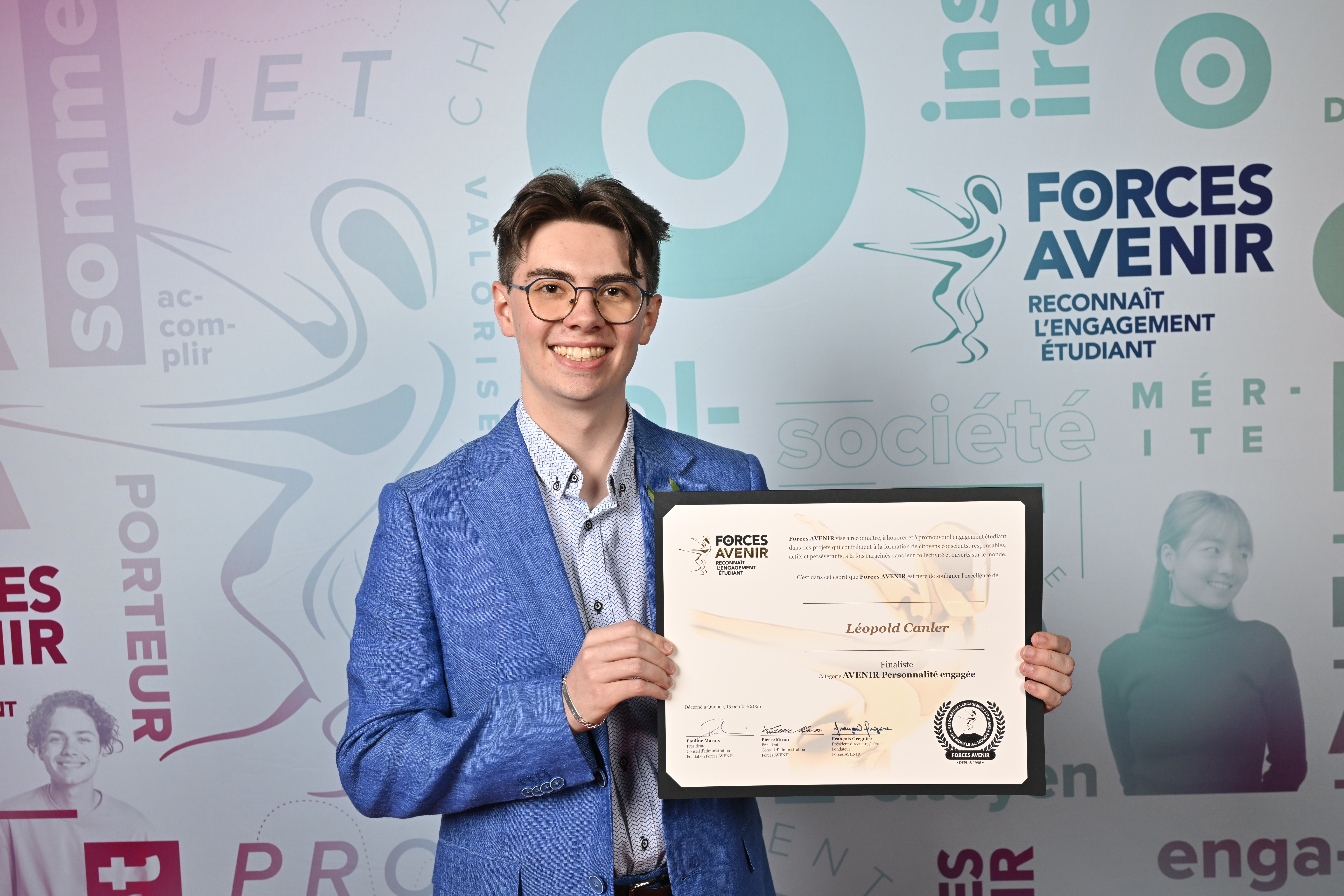 Léopold Canler, finaliste dans la catégorie AVENIR Personnalité engagée.